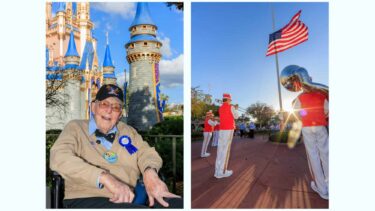 World War II Veteran Celebrates 101st Birthday at Magic Kingdom with Flag Retreat Ceremony