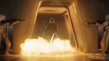 Din Djarin Unleashes Wrist Flamethrower in Exclusive The Mandalorian & Grogu Still