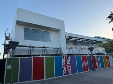 Second-Floor Scaffolding Down at New Earl of Sandwich and Gordon Ramsay Pub at Downtown Disney