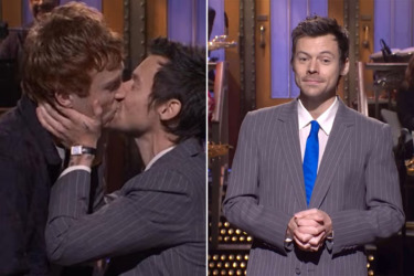 Harry Styles Kisses Ben Marshall During ‘SNL’ Monologue While Joking About Past “Queerbaiting” Claims