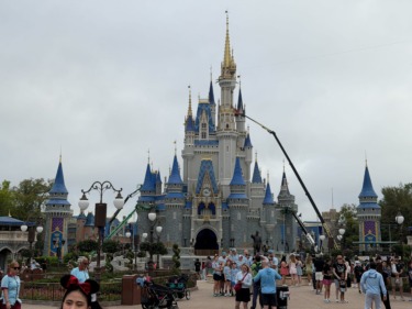Cinderella Castle Towers Getting Brighter Blue Paint