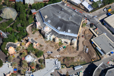 Demolition Begins Outside Former Sindbad Theater in Lost Continent at Universal Islands of Adventure