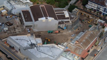 Aerial Photos Show Continued Retheming of Muppets Courtyard into Monstropolis at Disney’s Hollywood Studios