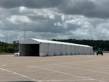 Tram Cleaning Tent Returns to Magic Kingdom Parking Lot