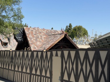 Covered Sign and Bronze Spires Added to Mystery Structure Near Disneyland’s Edelweiss Snacks
