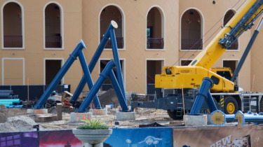 More Supports Installed, Coaster Track Staged Backstage for Fast & Furious: Hollywood Drift at Universal Orlando