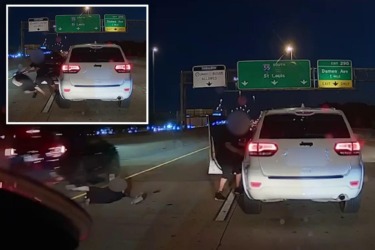 Terrifying video shows sicko throw female driver into Chicago highway — just inches from passing cars
