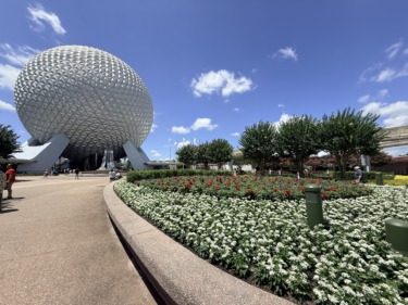 Photos: New Floral Bed Arrives at EPCOT with Better Spaceship Earth Views