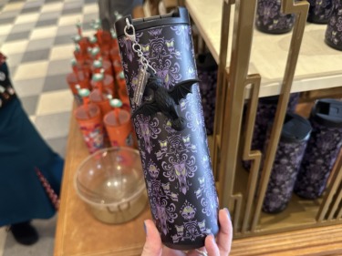 Haunted Mansion Starbucks Tumbler With Bat Charm at Walt Disney World