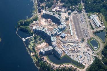 New Aerials Show Pool and Dock Construction Progress at Disney Lakeshore Lodge