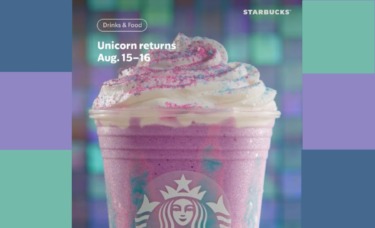 Starbucks Unicorn Frappuccino returns for two days in August