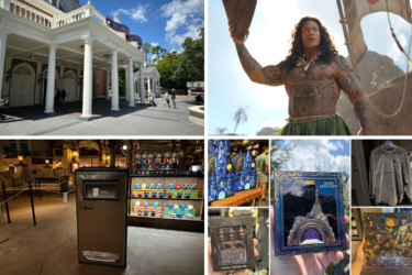 Bunting and Signs Removed Revealing Damaged Columns at The American Adventure Building in EPCOT in Today’s Daily Recap for 7/8/2026