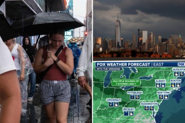 Powerful thunderstorms, flooding threaten East Coast through weekend amid sweltering heat