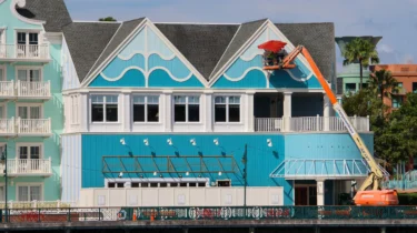 Construction Photos Show New Paint Job for Hurly-Burly Lounge at Disney BoardWalk