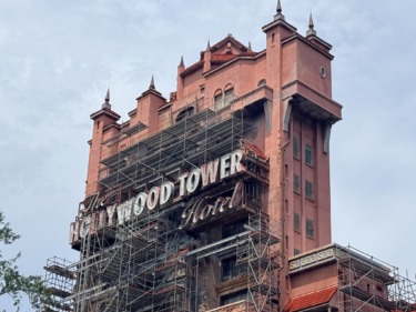 Photos: Scaffolding Reaches for The Tip Top Club as Exterior Refurbishment Continues on Tower of Terror