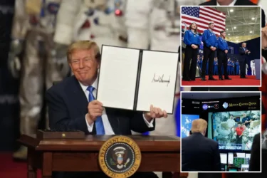 Trump unveils Space Academy to rival West Point — as ISS astronaut tells prez mustache is ‘great in microgravity’