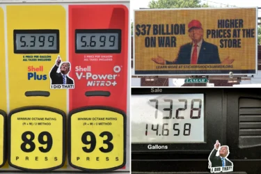 Trump ‘I did that’ stickers pop up on gas pumps, four years after Biden got the same treatment