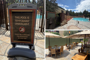Front Pool Closed, Surrounded by Construction Walls at Disney’s Grand Californian Hotel & Spa