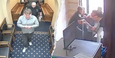 Ohio courthouse inmate slides down stairs